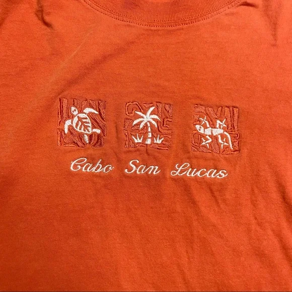 Cabo Vintage Orange Embroidery T Shirt - Picture 2 of 5